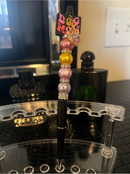 Sprinkled pink Accessories - Beaded Charm Pen with Pink, Yellow & Lavender Pearls